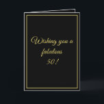Elegant Black & Guld Anpassningsbar Brother 50:e f Kort<br><div class="desc">Elegant Black & Guld Anpassningsbar Brother 50:e födelsedag, en vacker design som är avsedd för alla som tittar vackra födelsedagskort för broder, födelsedagskort för äldre bror eller födelsedagskort för lillebror, den här skulle vara coola. Utformningen har en fin svart bakgrund med någon personlig text, du kan lägga in den ålder...</div>