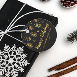 Elegant Black Guld Anpassningsbar Business Julfest Gåvor Etiketter