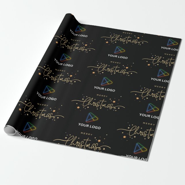 Elegant Black Guld Anpassningsbar Business Logotyp Presentpapper (Utrullad)