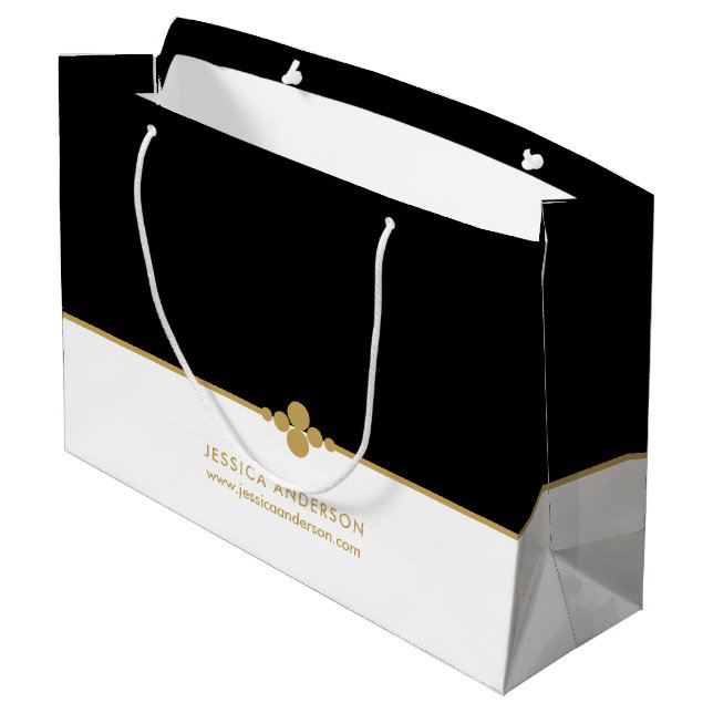 Elegant Black Guld Anpassningsbar Large Gift Bag (Baksidan Vinklad)