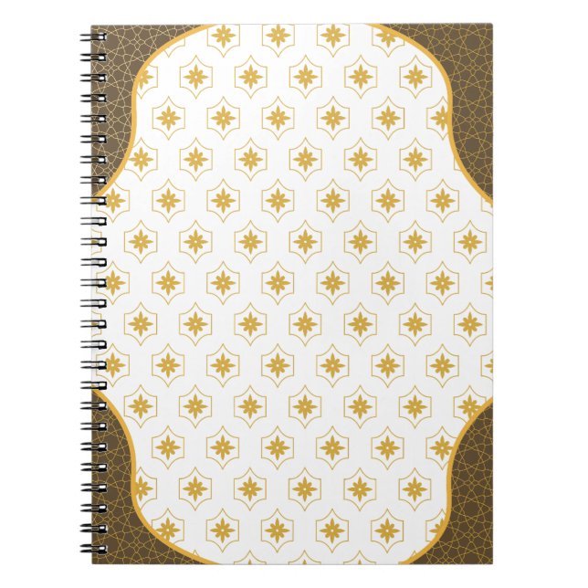 Elegant Black & Guld Arabesque Notebook Anteckningsbok (Framsidan)