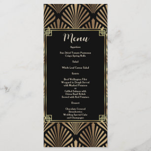 Elegant Black Guld Art Deco 1920-talet Bröllop Meny