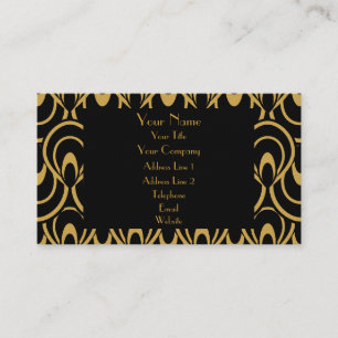 Elegant Black & Guld Art Deco Design Luxury Linen Visitkort