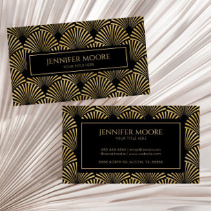 Elegant Black Guld Art Deco Mönster Anpassningsbar Visitkort