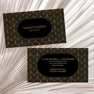 Elegant Black Guld Art Deco Mönster Anpassningsbar Visitkort