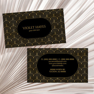 Elegant Black Guld Art Deco Mönster Anpassningsbar Visitkort