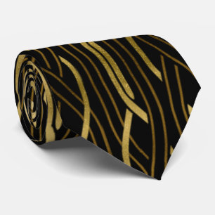 Elegant Black guld art deco mönster tie Slips