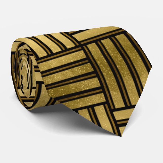 elegant Black guld art deco mönster tie Slips (Rullad)