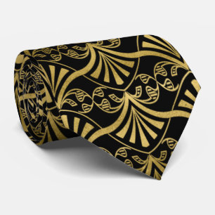elegant Black guld art deco mönster tie Slips