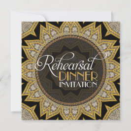 Elegant Black Guld Art Deco Rehearsal Middag Inbjudningar