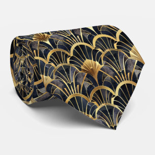 Elegant Black guld art deco tired mönster Slips