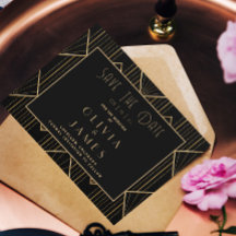 Elegant Black & Guld Art Deco Underbar Gatsby Bröl