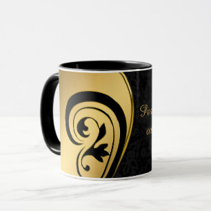 Elegant Black & Guld Art Design Anpassa kaffe Mugg