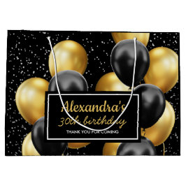 Elegant Black Guld Balloon Birthday