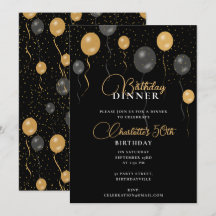 Elegant Black & Guld Balloons födelsedag