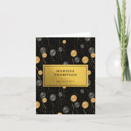 Elegant Black & Guld Balloons Party Kort