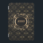 Elegant Black & Guld Baroque Blommigt Ram iPad Mini Skydd<br><div class="desc">Elegant Black och guld blommigt ram baroque stil med anpassade monogram. Om du behöver hjälp med att anpassa någon av mina designers kontaktar du ArtOnWear-designern. Kostnadsfri textformatering med hjälp av direkthjälp tillgänglig på begäran.</div>