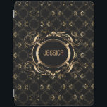 Elegant Black & Guld Baroque Blommigt Ram iPad Skydd<br><div class="desc">Elegant Black och guld blommigt ram baroque stil med anpassade monogram. Om du behöver hjälp med att anpassa någon av mina designers kontaktar du ArtOnWear-designern. Kostnadsfri textformatering med hjälp av direkthjälp tillgänglig på begäran.</div>