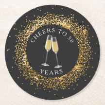 Elegant Black & Guld Birthday Papper Underlägg
