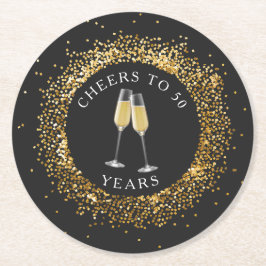 Elegant Black & Guld Birthday Papper Underlägg Rund