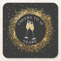 Elegant Black & Guld Birthday Underlägg