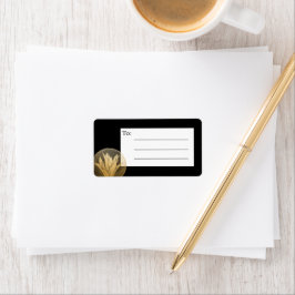 Elegant Black Guld Blommigt Blank e-postetikett fö Adressetikett