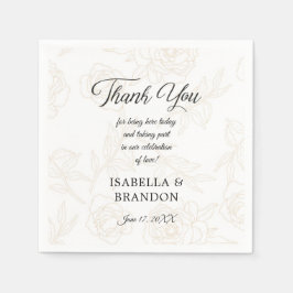 Elegant Black Guld Blommigt Bröllopsfest Pappersservett