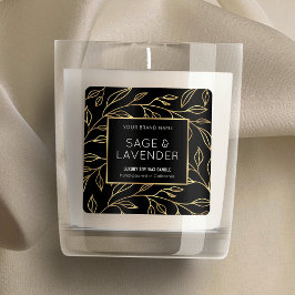 Elegant Black & Guld Blommigt Chic Product Burk-e Fyrkantigt Klistermärke