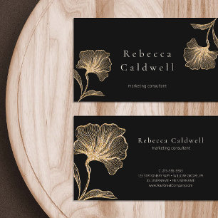 Elegant Black Guld Blommigt Feminine Visitkort