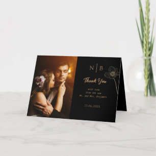 Elegant Black & Guld Blommigt med tackkort
