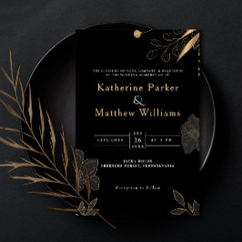 Elegant Black & Guld Blommigt - minimalistiskt fot Inbjudningar