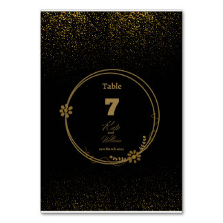 Elegant Black & Guld Bord Card Bordsnummer