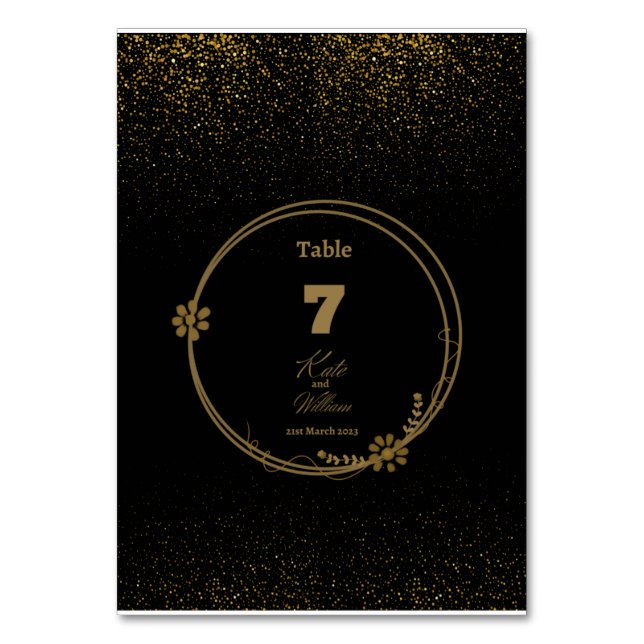Elegant Black & Guld Bord Card Bordsnummer (Framsidan)