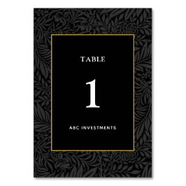 Elegant Black Guld Botanical Bordsnummer