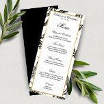 Elegant Black Guld Botanical Bröllop Menu Program<br><div class="desc">Elegant Romantic Black och Guld Botanical Bröllop Menus med vår elegant, vintage lina klippt stil löv och grenar i snyggt marin svart med faux guld foil ram. Om du vill anpassa dig ytterligare klickar du på länken "anpassa ytterligare" och användor designen verktyg för att ändra designen. Kontakta oss om du...</div>