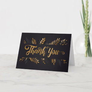 Elegant Black Guld Botaniskt tomrum Tack Kort