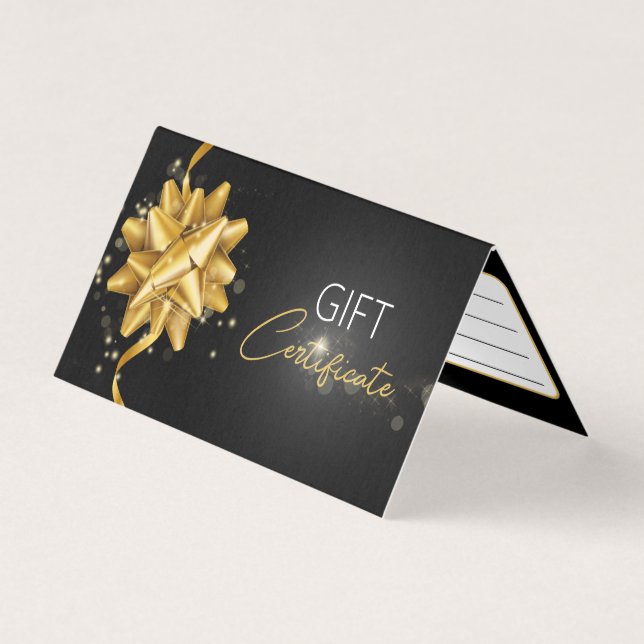 Elegant Black Guld Bow Classy Luminous Gift Card Kort (Framsida)