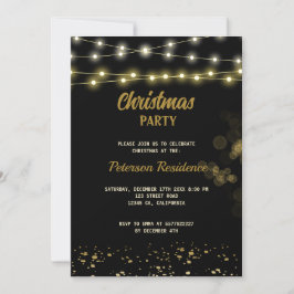 Elegant Black Guld Bow-Julfesten Inbjudningar