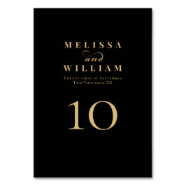 Elegant Black Guld Bride & Groom Bröllop Bordsnummer