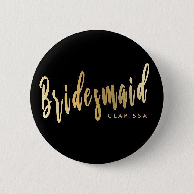 Elegant Black & guld bridesmaid Knapp (Framsida)