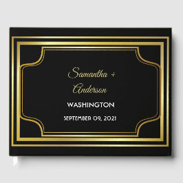 Elegant Black Guld Bröllop Gästböcker