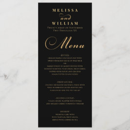 Elegant Black Guld Bröllop Meny