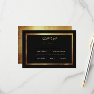 Elegant Black & Guld Bröllop OSA Kort