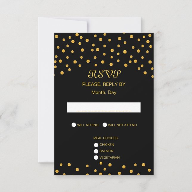 Elegant Black Guld Bröllop OSA Kort (Framsida)