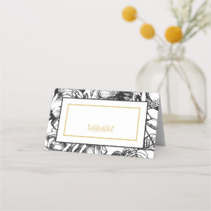 Elegant Black & Guld Bröllopsfest Place Card Placeringskort