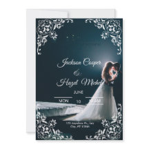 Elegant Black & Guld bröllopsinbjudan