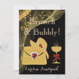 Elegant Black & Guld Brunch & Bubly Möhippa Inbjudningar