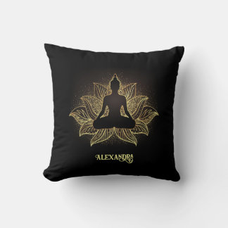 Elegant Black Guld Buddha Lotus Flower Meditation Kudde