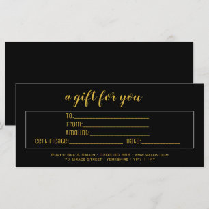 Elegant Black & Guld Business Gift Certificate