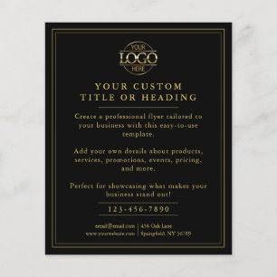 Elegant Black & Guld Business Logotyp Promotive Flygblad